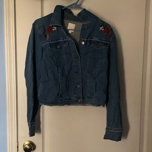 LC Lauren Conrad Floral Embellished Denim Jacket